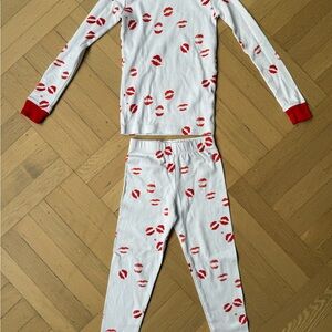 LAKE Kids Red Lip Print Pajama Set